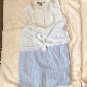 JCrew seersucker petite pencil skirt